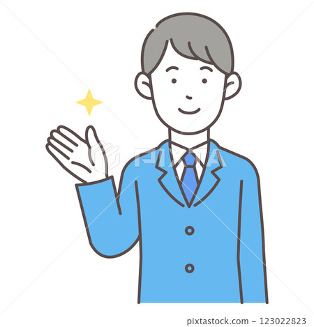 Guiding male office worker 123022823