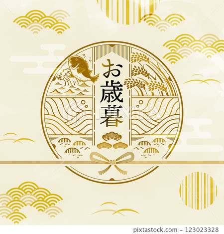 Illustration design material for year-end gifts: Square type Illustration design material for year-end gifts: Square type 123023328