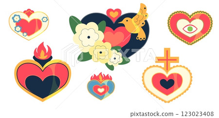 Mexican hearts set isolated on white background Mexican hearts set isolated on white background 123023408