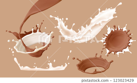 Dynamic milk and chocolate splash collection Dynamic milk and chocolate splash collection 123023429