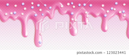 Pink candy drips with scattered pearls 123023441