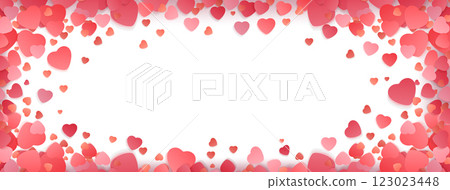 Transparent pink heart shapes border frame 123023448