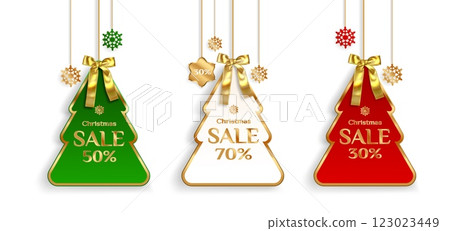 Christmas sale labels set isolated on white 123023449