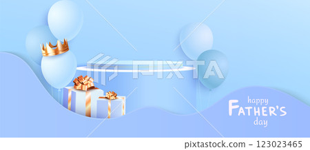 3D podium display with father day elements 123023465