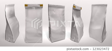 Paper coffee bag mockup set in various angles 123023472