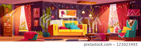 Boho living room interior 123023493