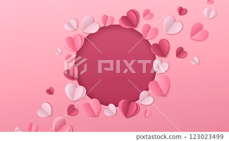 Paper heart Valentine day banner 123023499