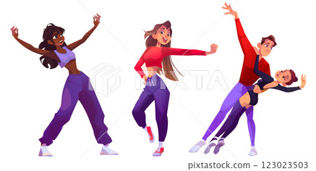 Dancer characters set showing different styles 123023503