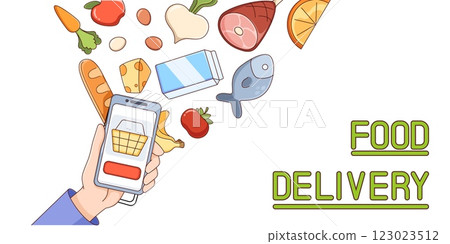 Food delivery smartphone app concept Food delivery smartphone app concept 123023512