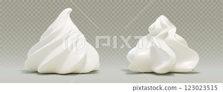 Whipped cream swirls set on transparent background 123023515