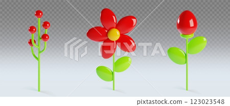 3D spring clay red flower collection 3D spring clay red flower collection 123023548