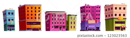 Shopping street buildings set Shopping street buildings set 123023563