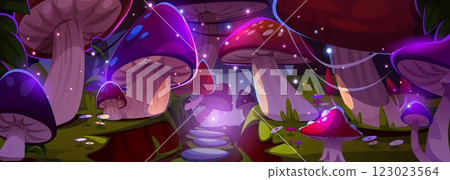 Magic forest with giant mushrooms Magic forest with giant mushrooms 123023564