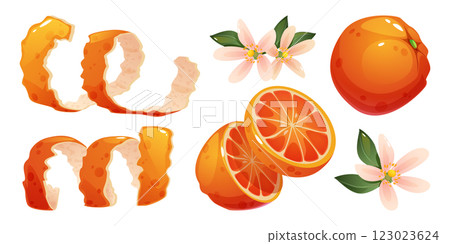 Orange set with peel twisted skin strips 123023624