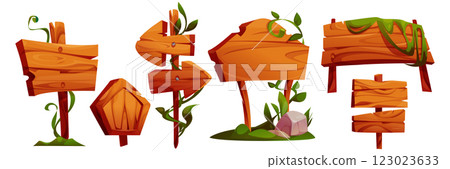 Wooden signboard collection with jungle elements 123023633