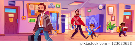 School hallway scene with walking characters 123023638