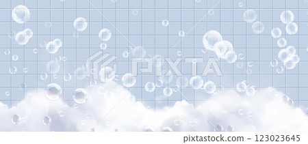 Bathroom foam pattern with soap bubbles 123023645