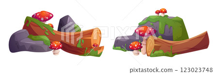 Swamp forest terrain pieces with moss 123023748