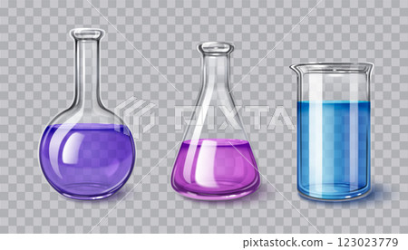 Lab glassware set on transparent background 123023779