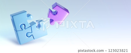 3D puzzle pieces on light background. 3D puzzle pieces on light background. 123023821