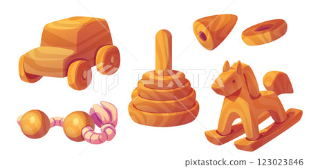 Wooden toys for children development. 123023846