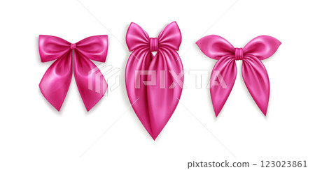 Coquette bow ribbon set of pink satin accessories 123023861
