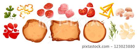 Pizza ingredients set isolated on white Pizza ingredients set isolated on white 123023880