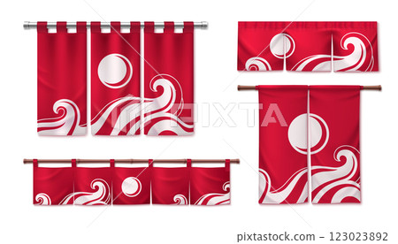 Japanese curtain set isolated on white 123023892