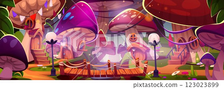 Fairytale gnome village in forest 123023899