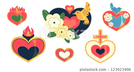 Mexican decorative heart set 123023906