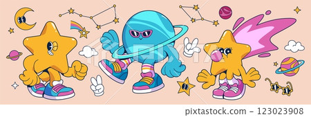Groovy universe cartoon characters set Groovy universe cartoon characters set 123023908