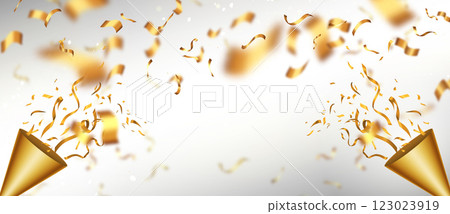 3D golden party poppers 123023919
