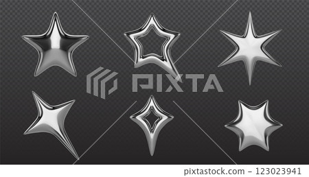 Metallic chrome stars collection Metallic chrome stars collection 123023941