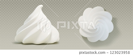 Whipped cream 3d elements top and side view Whipped cream 3d elements top and side view 123023958