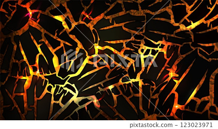 Hot lava under cracked ground 123023971