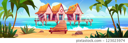 Tropical beach resort panorama 123023974