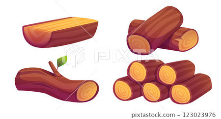 Firewood piles set 123023976