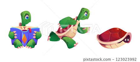 Cute cartoon tortoise character in different poses Cute cartoon tortoise character in different poses 123023992