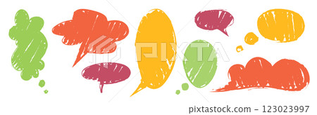 Crayon textured speech bubble set 123023997