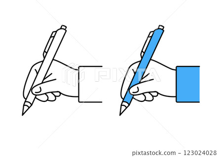 Icon set of a hand holding a pen Icon set of a hand holding a pen 123024028