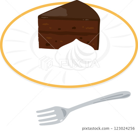 Sachertorte on a plate 123024256