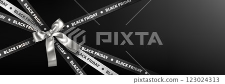 Dark ribbons decorated with Black Friday text Dark ribbons decorated with Black Friday text 123024313