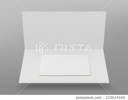 White plastic gift card in folded paper package. White plastic gift card in folded paper package. 123024349