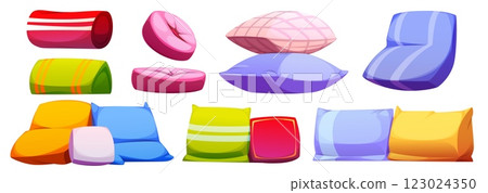 Color pillows set isolated on white background Color pillows set isolated on white background 123024350