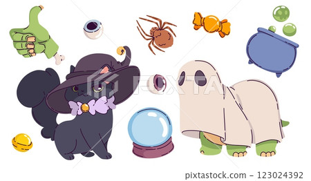 Halloween symbols set isolated on white background Halloween symbols set isolated on white background 123024392