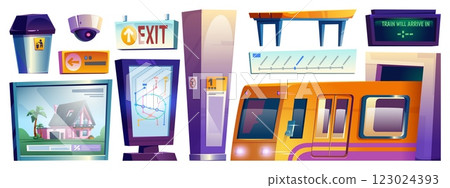 Subway station elements set Subway station elements set 123024393