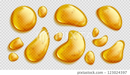 Oil or honey drops set isolated on transparent 123024397