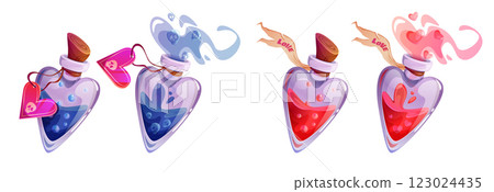 Magic potion bottles set isolated on white 123024435