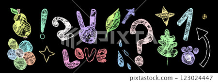 Childish crayon scribbles set 123024447