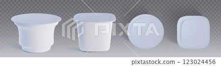 White plastic yogurt package mockup set 123024456